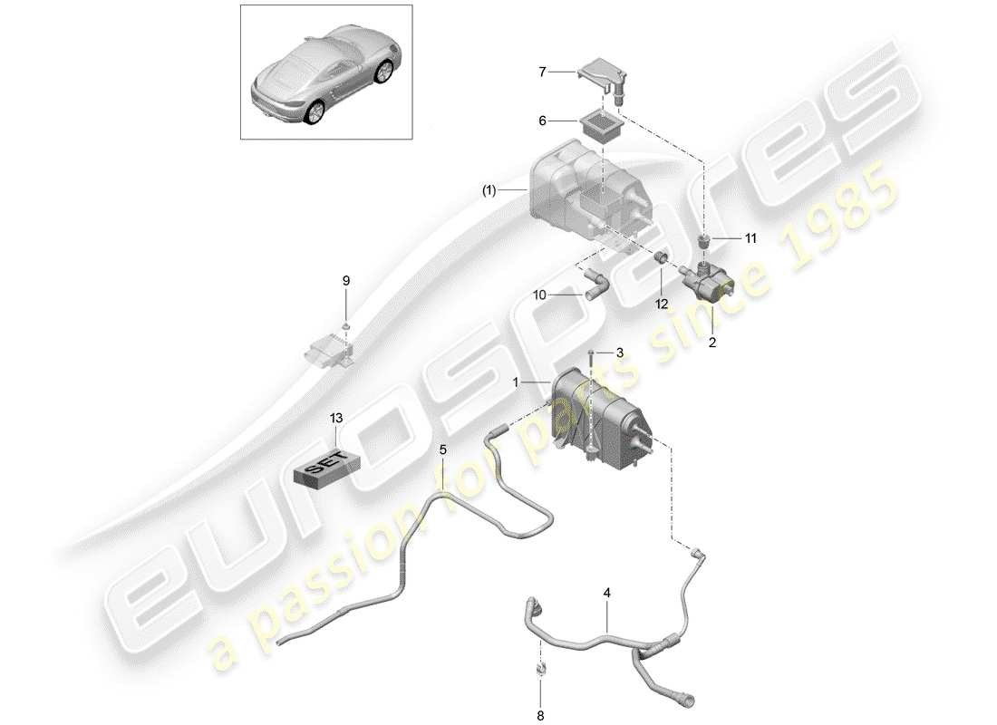 Porsche 718 Cayman (2019) EVAPORATIVE EMISSION CANISTER Part Diagram