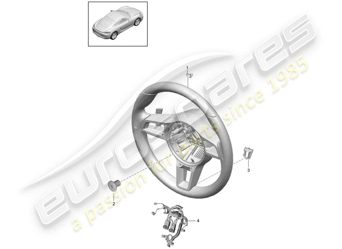 Porsche 718 Cayman (2019) STEERING WHEEL Part Diagram