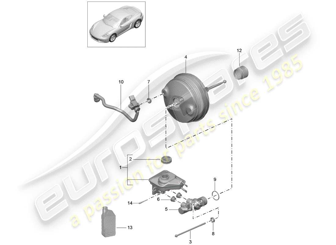 Porsche 718 Cayman (2019) brake master cylinder Part Diagram