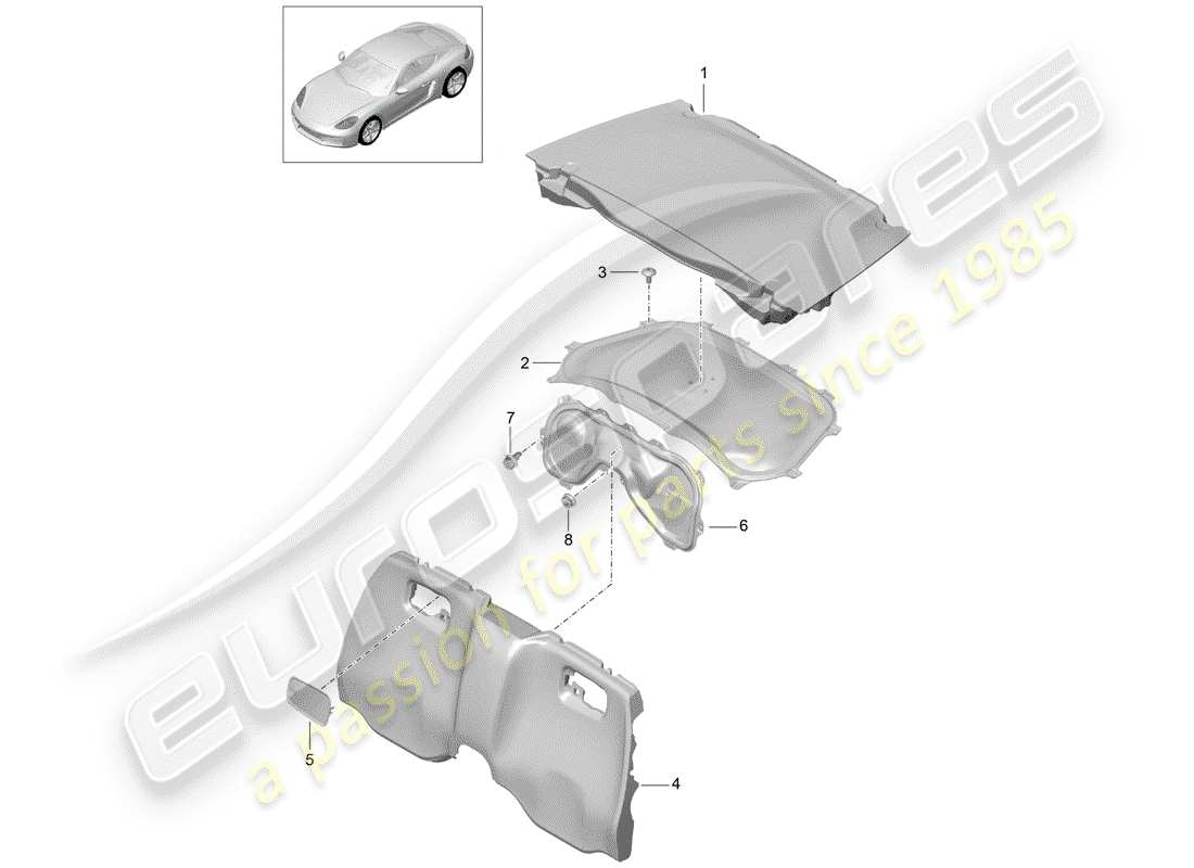 Porsche 718 Cayman (2019) trims Part Diagram