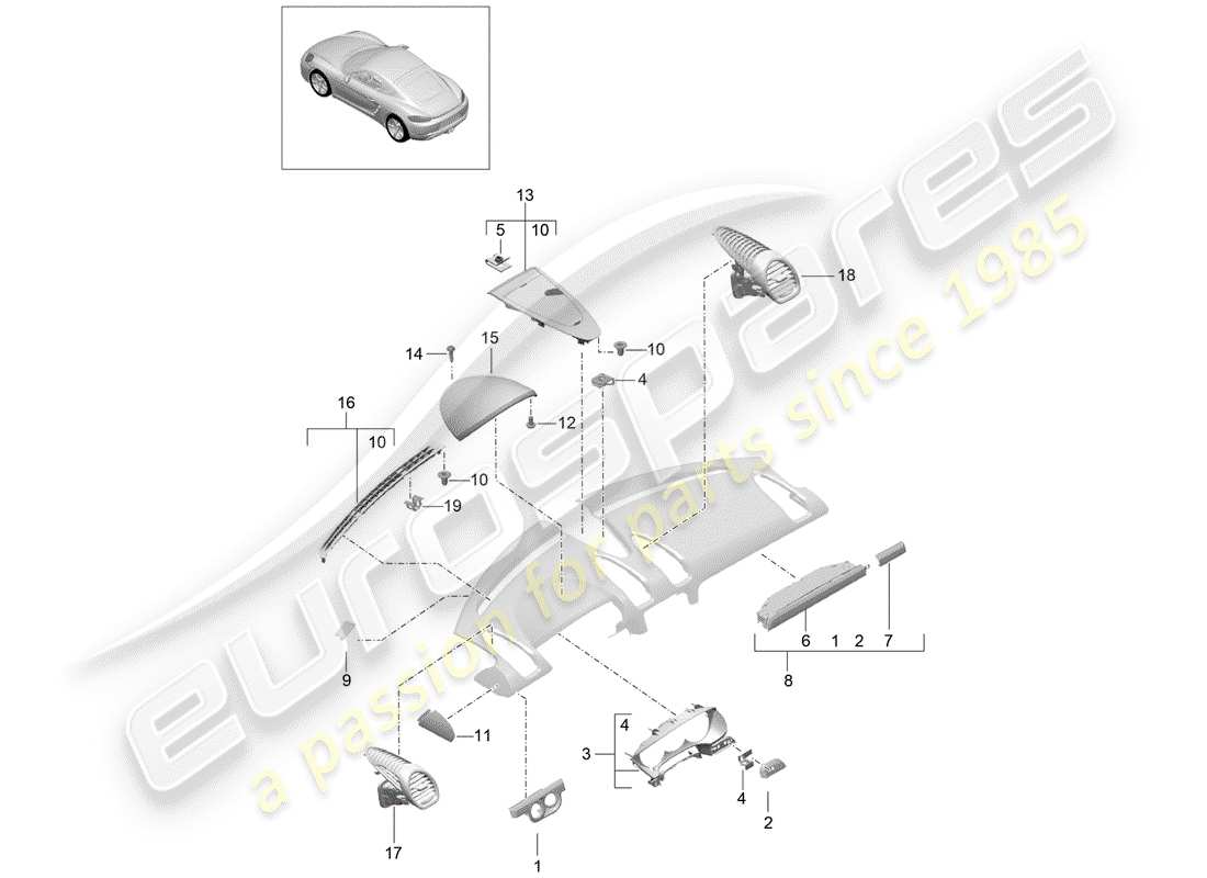 Porsche 718 Cayman (2019) Accessories Part Diagram