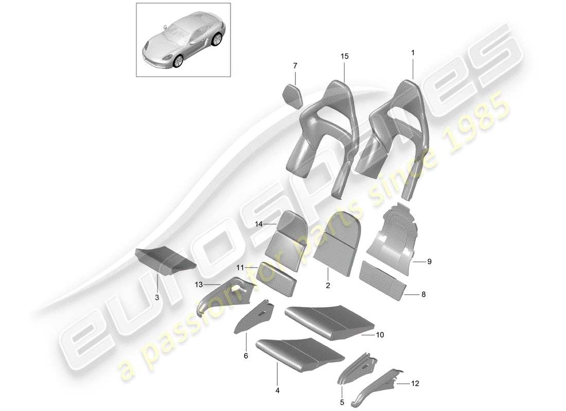 Porsche 718 Cayman (2019) foam part Part Diagram