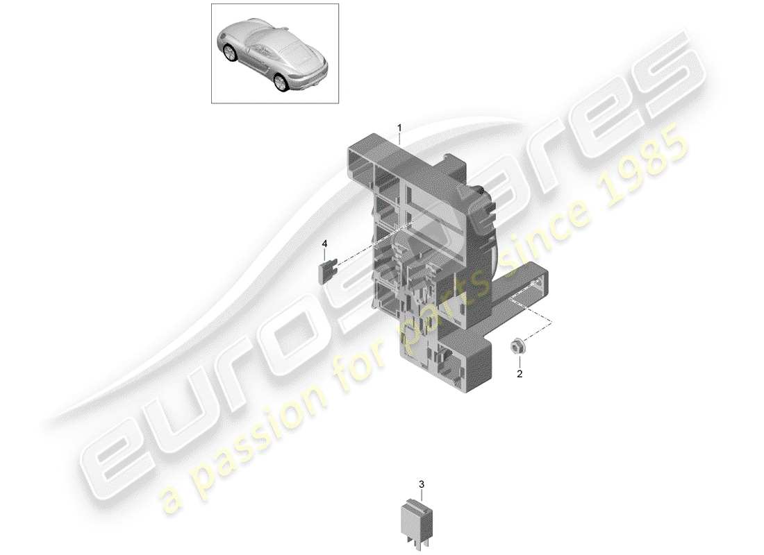 Porsche 718 Cayman (2019) fuse box/relay plate Part Diagram