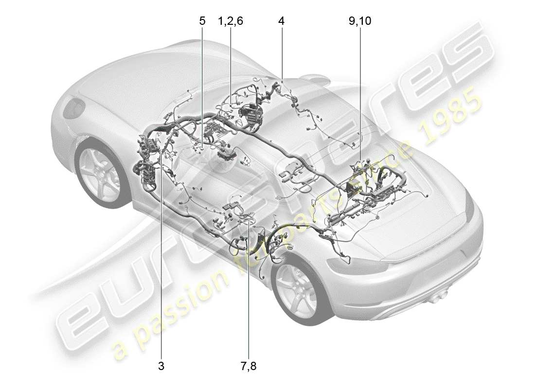 Porsche 718 Cayman (2019) wiring harnesses Part Diagram