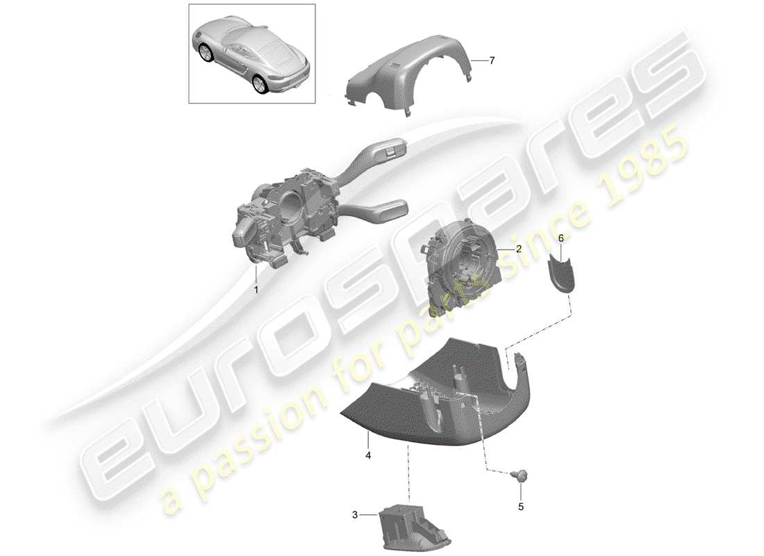 Porsche 718 Cayman (2019) STEERING COLUMN SWITCH Part Diagram