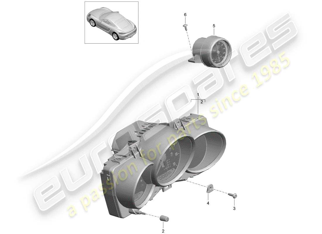 Porsche 718 Cayman (2019) INSTRUMENT CLUSTER Part Diagram