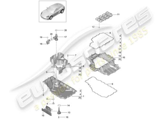 a part diagram from the Porsche 718 Cayman (2019) parts catalogue