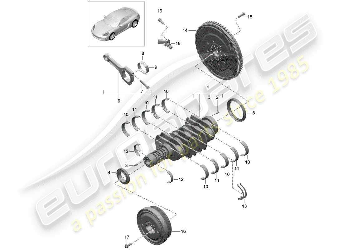 Porsche 718 Cayman (2020) crankshaft Part Diagram
