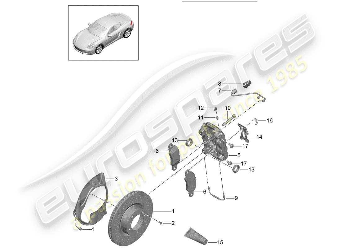Porsche 718 Cayman (2020) disc brakes Part Diagram