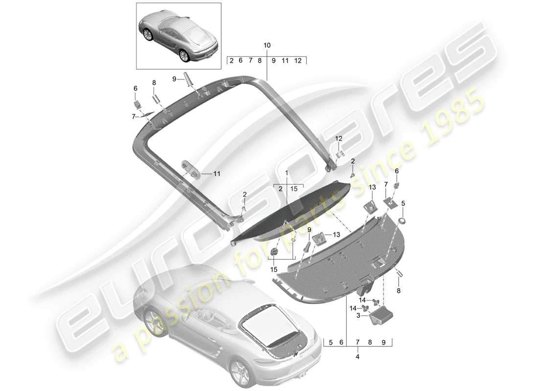Porsche 718 Cayman (2020) LINING Part Diagram