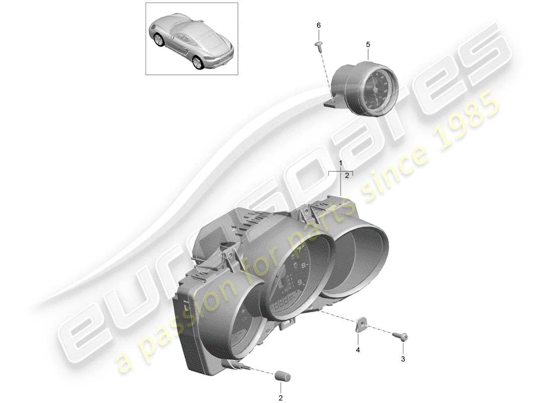 Porsche 718 Cayman (2020) INSTRUMENT CLUSTER Part Diagram