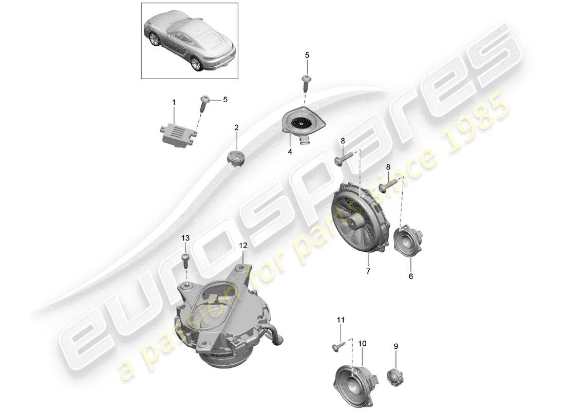 Porsche 718 Cayman (2020) loudspeaker Part Diagram