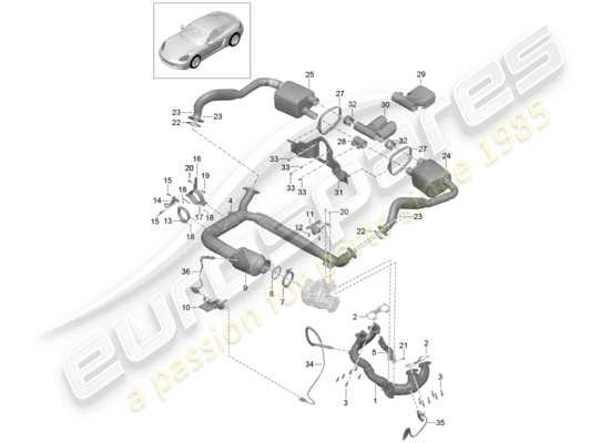 a part diagram from the Porsche 718 Cayman (2020) parts catalogue