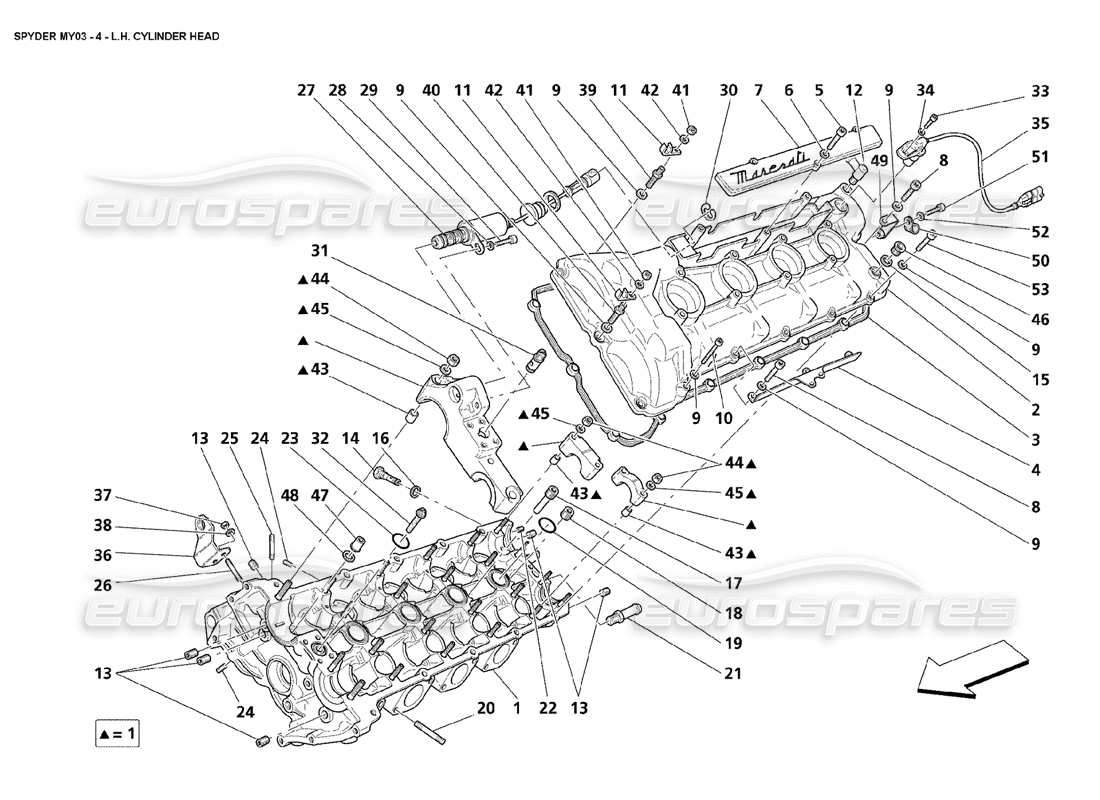 Maserati 4200 Spyder (2003) LH Cylinder Head Part Diagram
