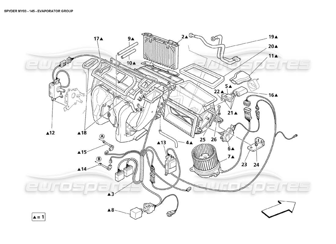 Maserati 4200 Spyder (2003) Evaporator Group Part Diagram