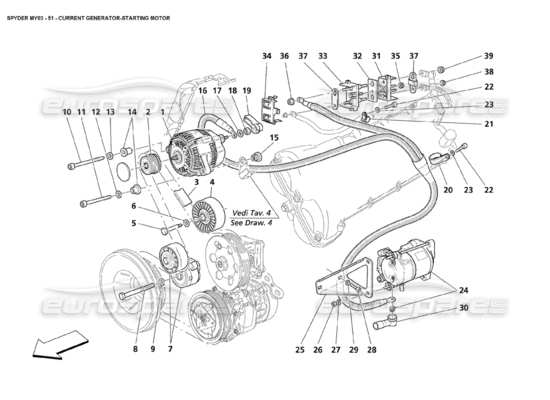 a part diagram from the Maserati 4200 parts catalogue