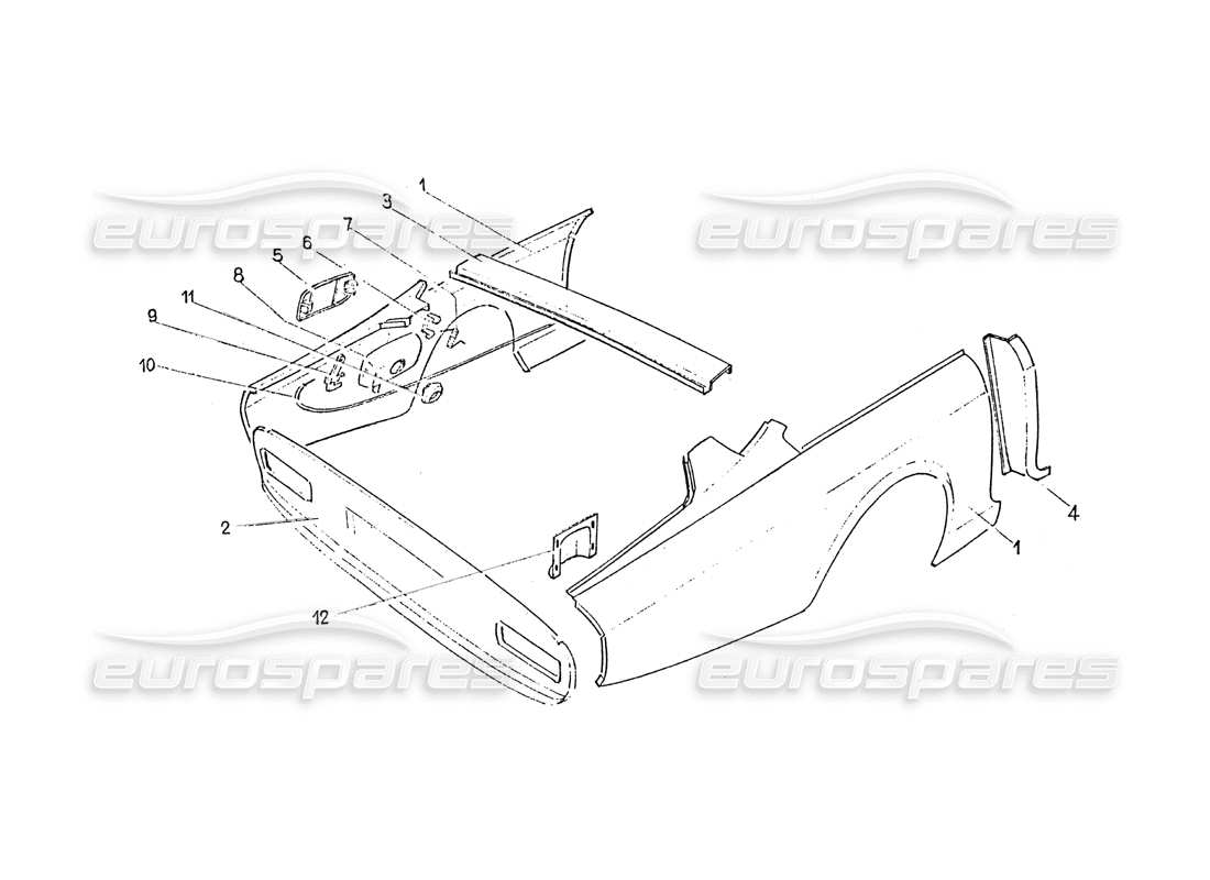 Ferrari 365 GT 2+2 (Coachwork) Rear body work Part Diagram