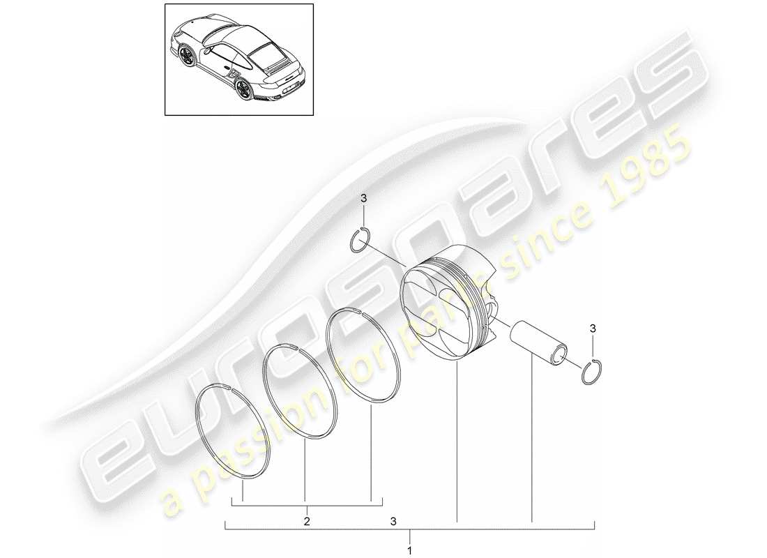 Porsche 911 T/GT2RS (2011) PISTON Part Diagram