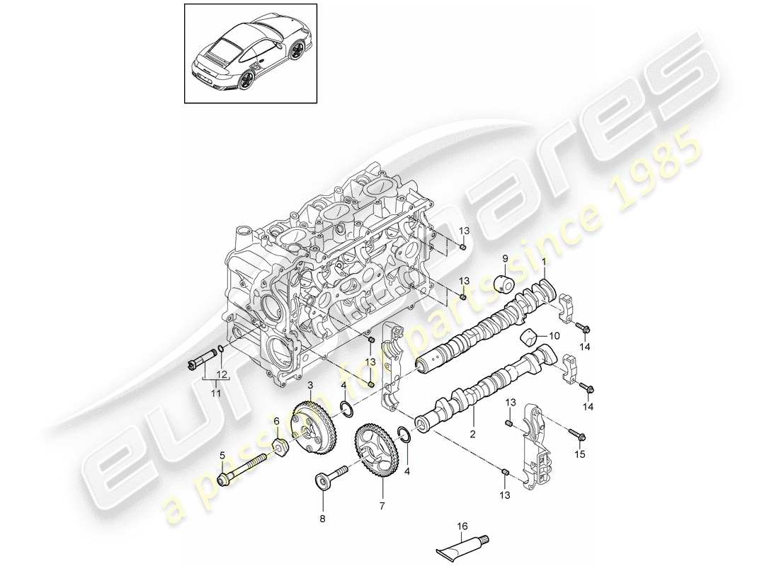 Porsche 911 T/GT2RS (2011) camshaft Part Diagram