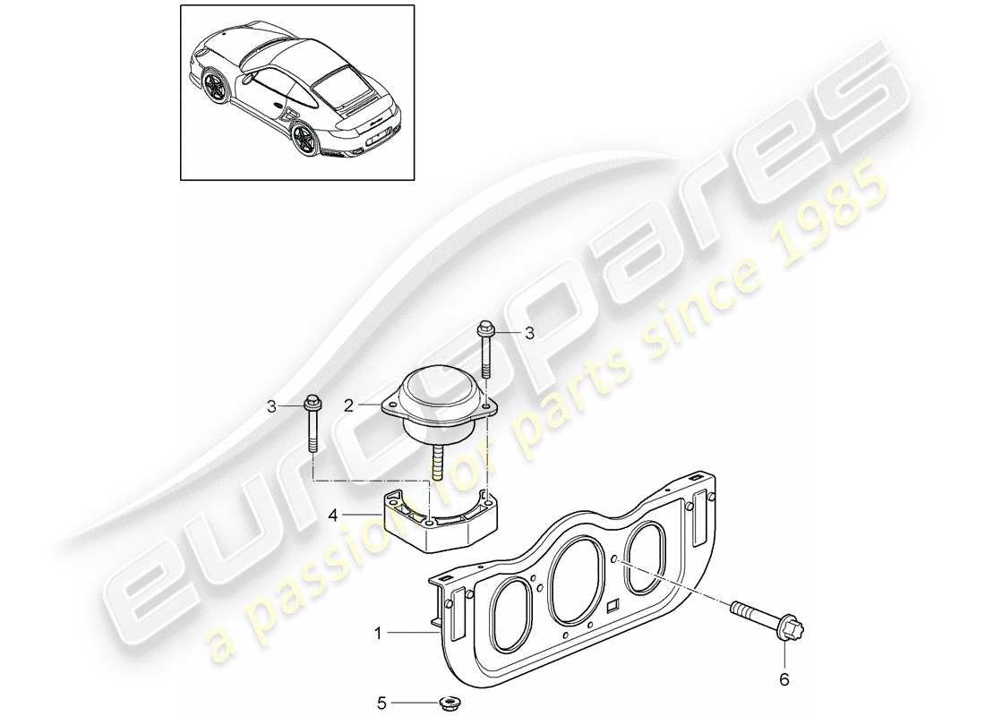 Porsche 911 T/GT2RS (2011) engine suspension Part Diagram