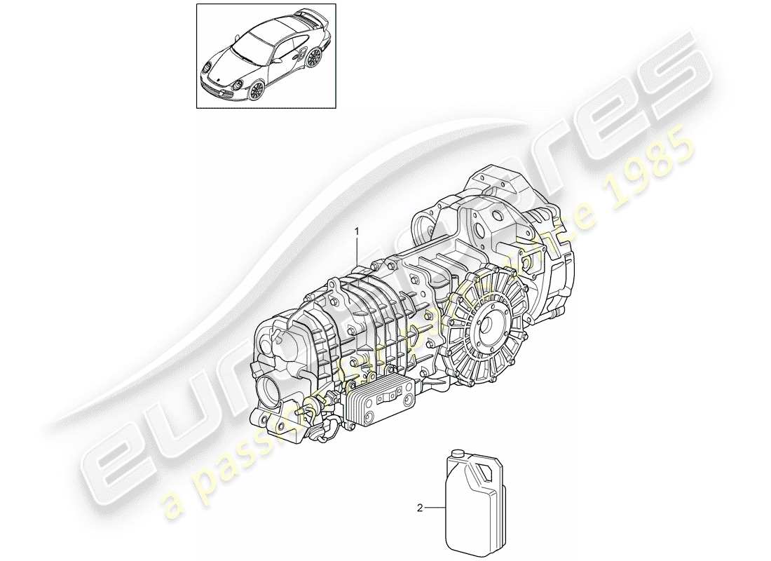 Porsche 911 T/GT2RS (2011) replacement transmission Part Diagram