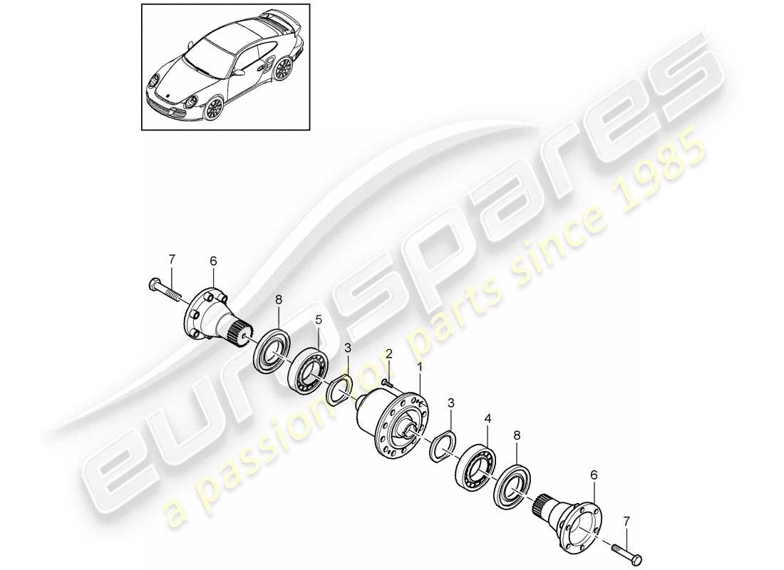 Porsche 911 T/GT2RS (2011) LIMITED SLIP DIFFERENTIAL Part Diagram