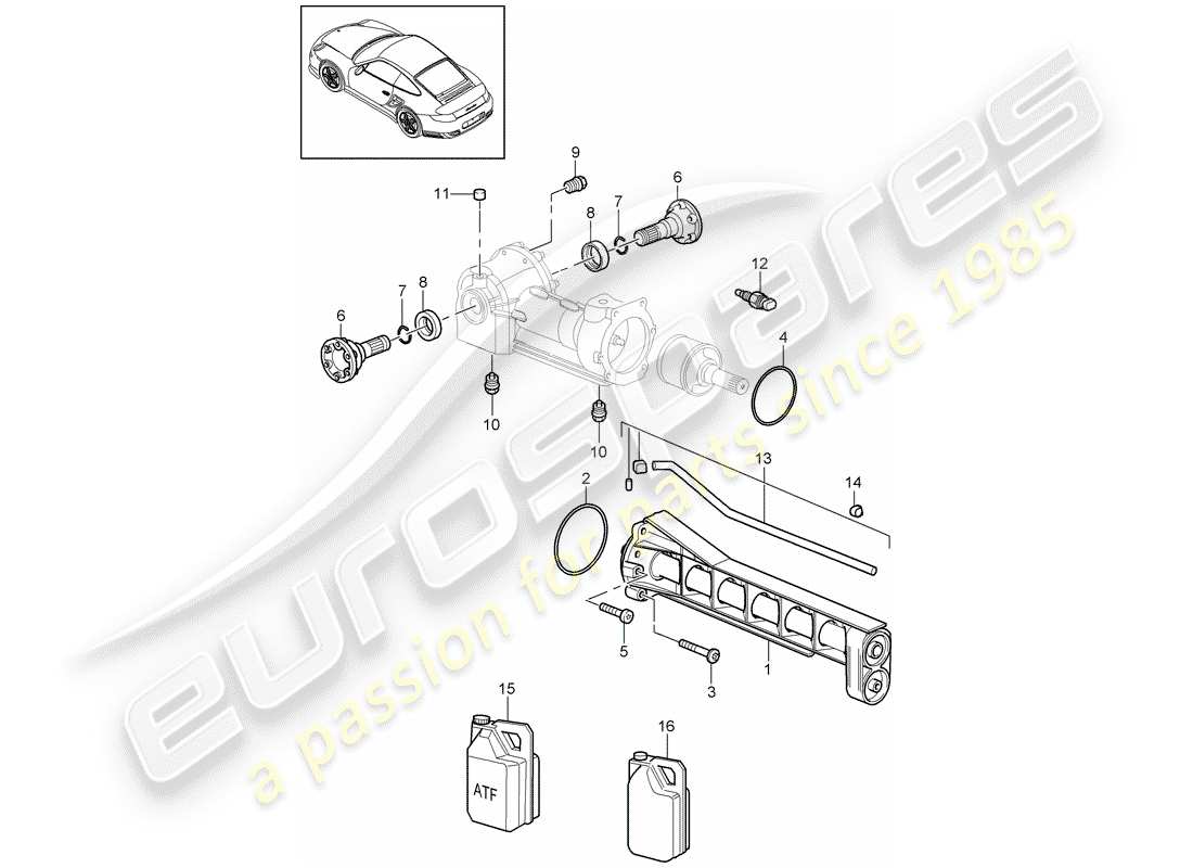 Porsche 911 T/GT2RS (2011) front axle differential Part Diagram