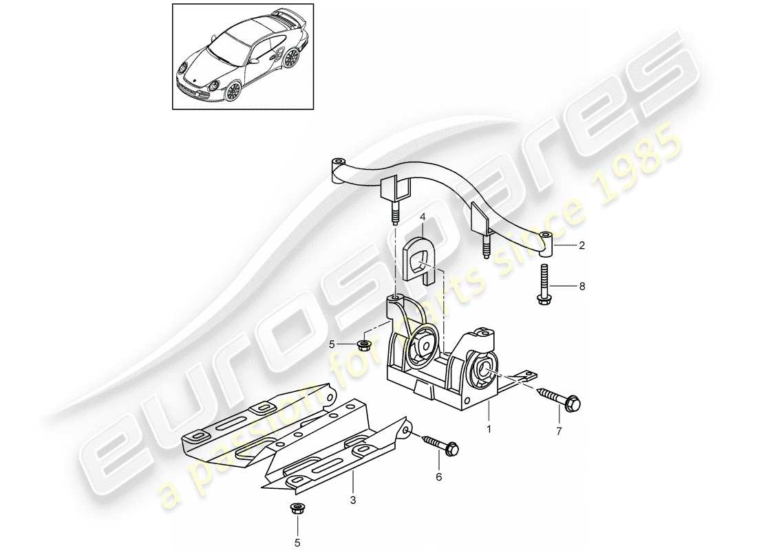 Porsche 911 T/GT2RS (2011) TRANSMISSION SUSPENSION Part Diagram