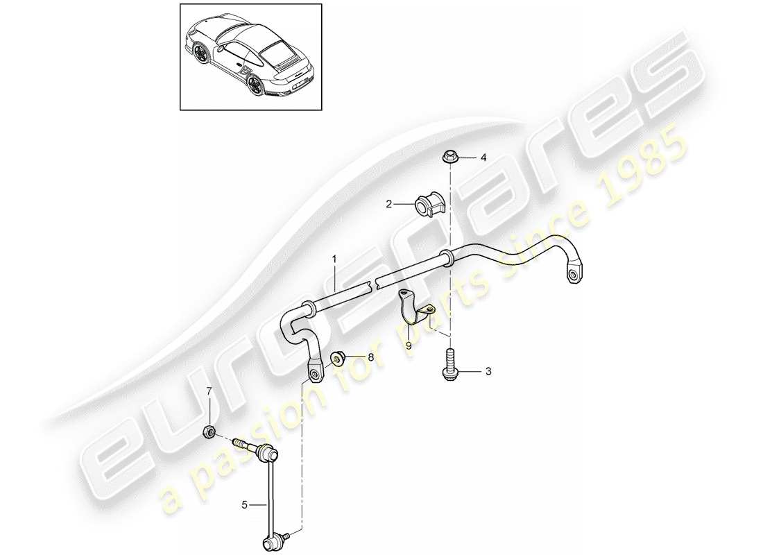 Porsche 911 T/GT2RS (2011) stabilizer Part Diagram