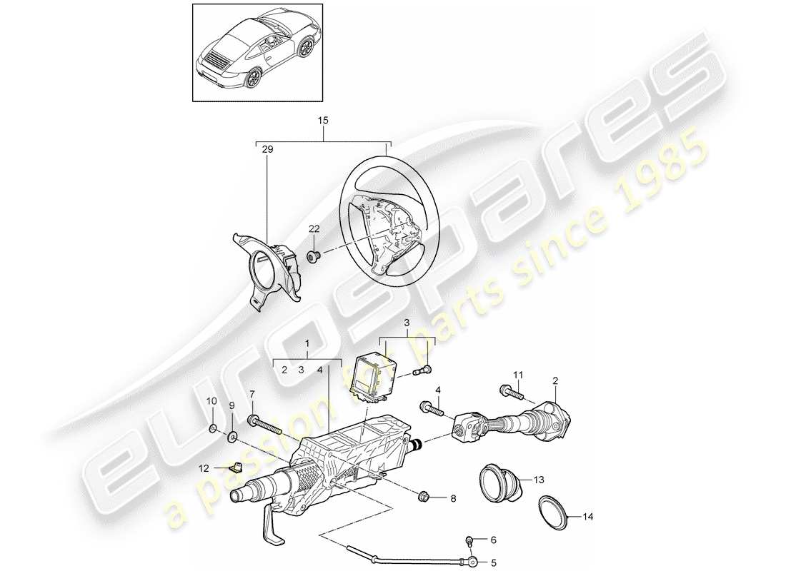Porsche 911 T/GT2RS (2011) STEERING PROTECTIVE PIPE Part Diagram