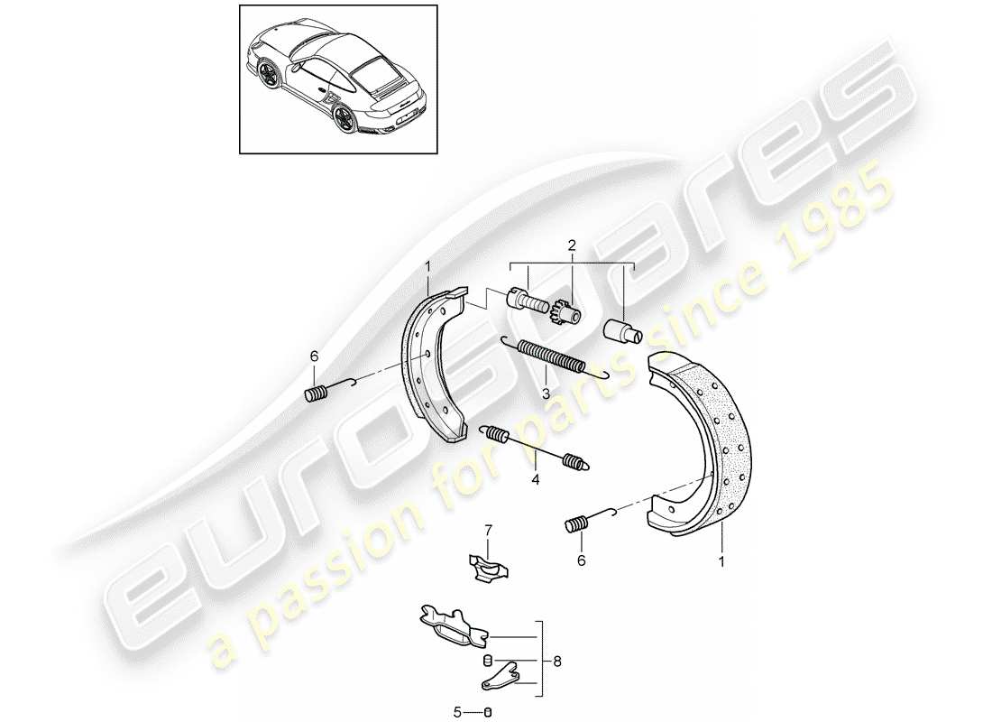 Porsche 911 T/GT2RS (2011) Handbrake Part Diagram