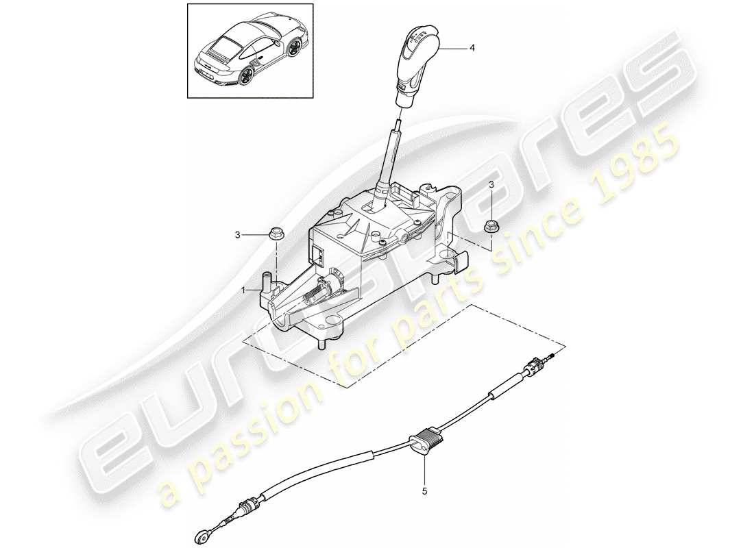 Porsche 911 T/GT2RS (2011) selector lever Part Diagram