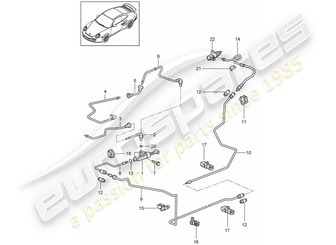 Porsche 911 T/GT2RS (2011) hydraulic clutch Part Diagram