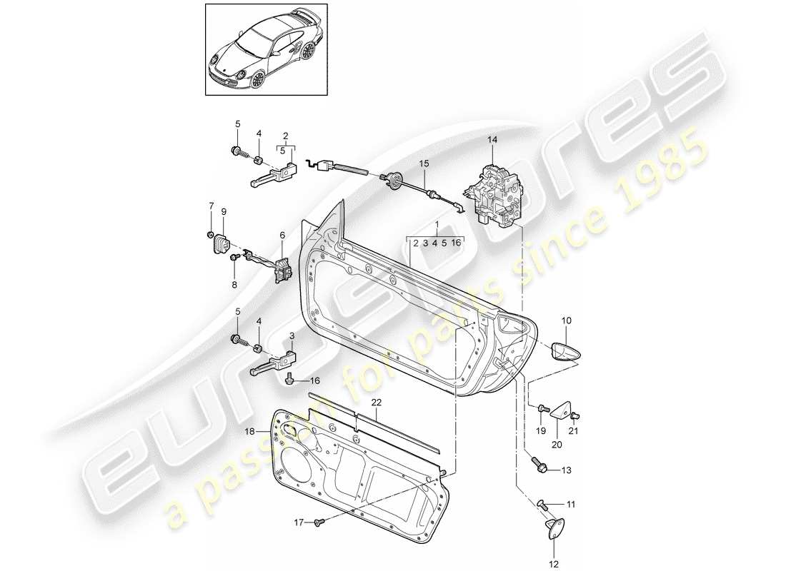 Porsche 911 T/GT2RS (2011) DOOR SHELL Part Diagram