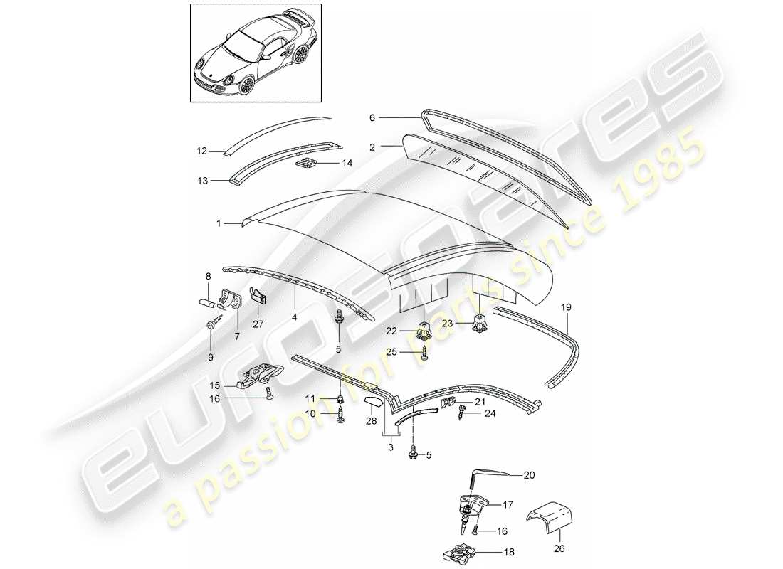 Porsche 911 T/GT2RS (2011) HARDTOP Part Diagram