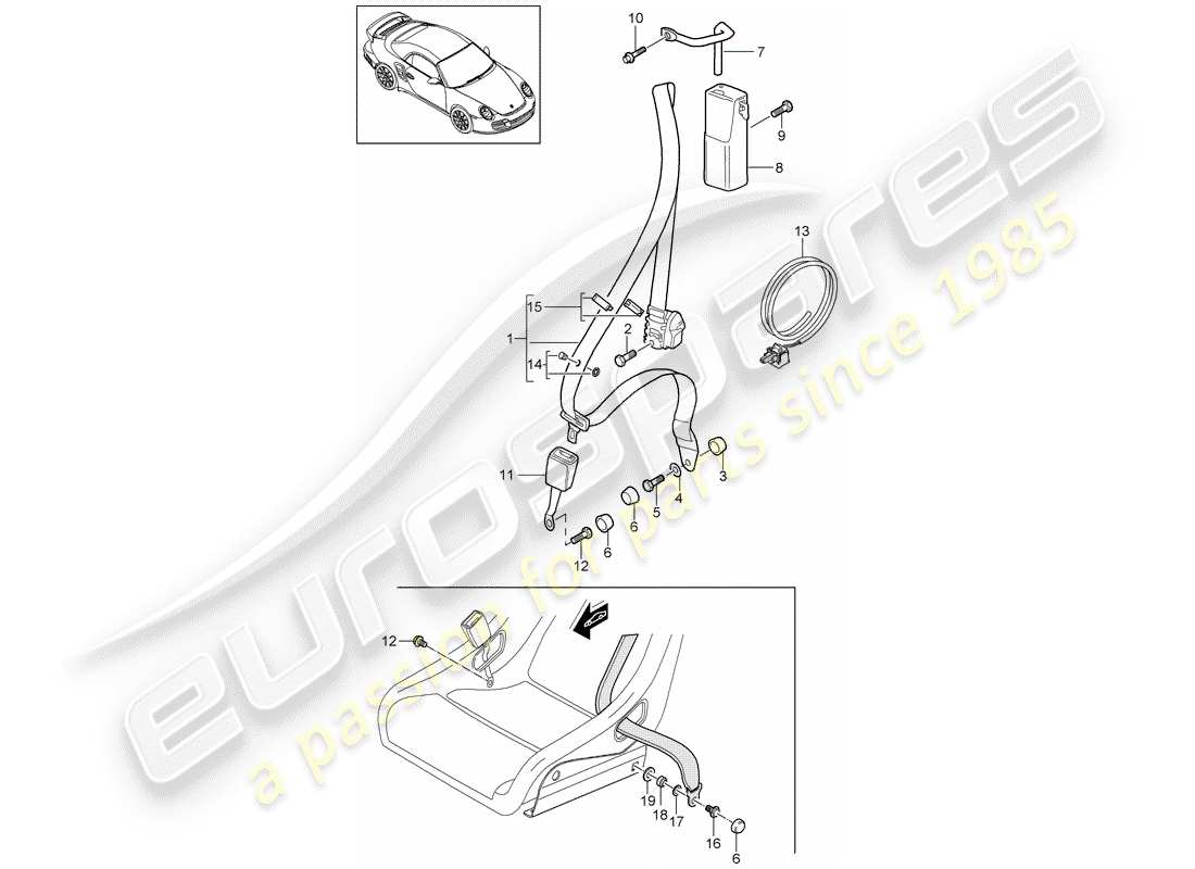 Porsche 911 T/GT2RS (2011) SEAT BELT Part Diagram