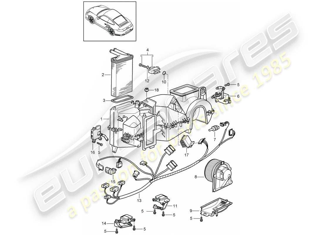 Porsche 911 T/GT2RS (2011) AIR CONDITIONER Part Diagram