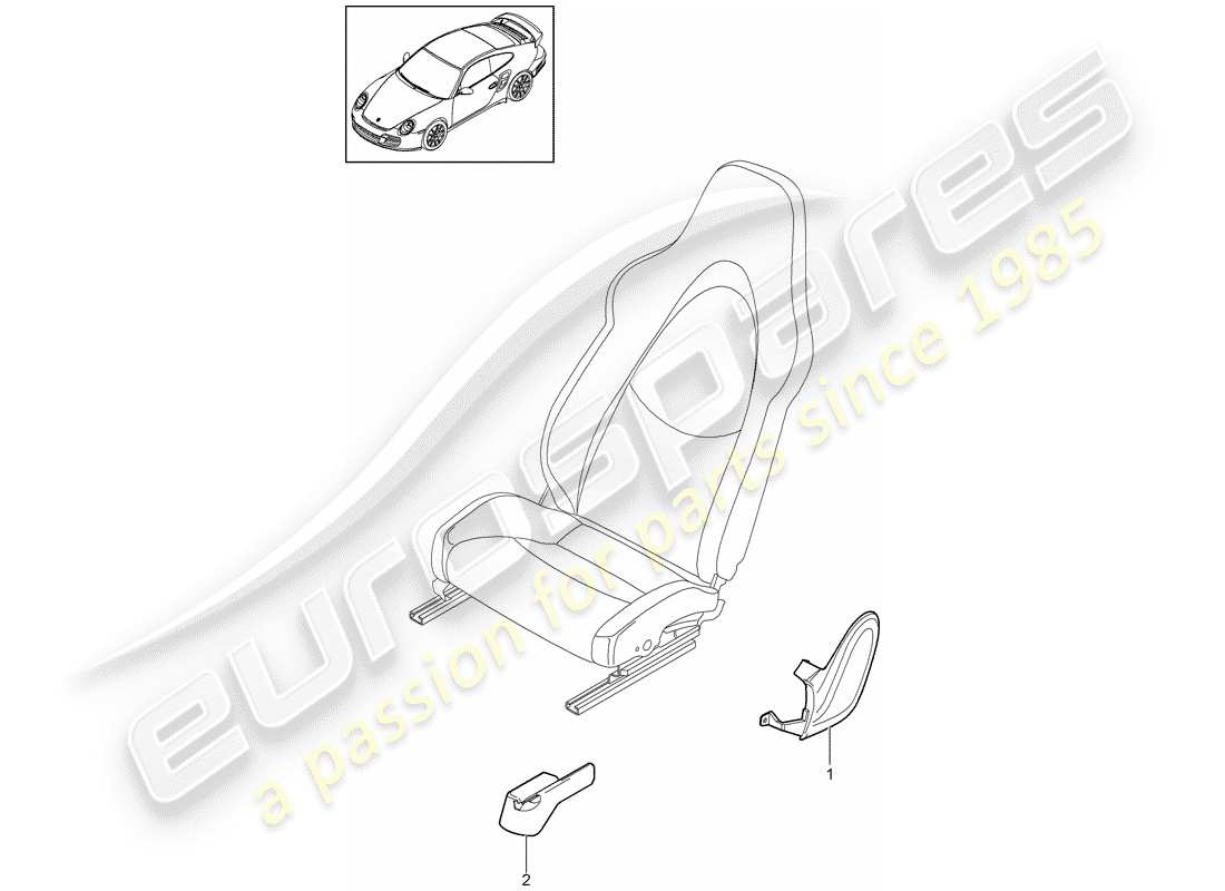 Porsche 911 T/GT2RS (2011) FRONT SEAT Part Diagram