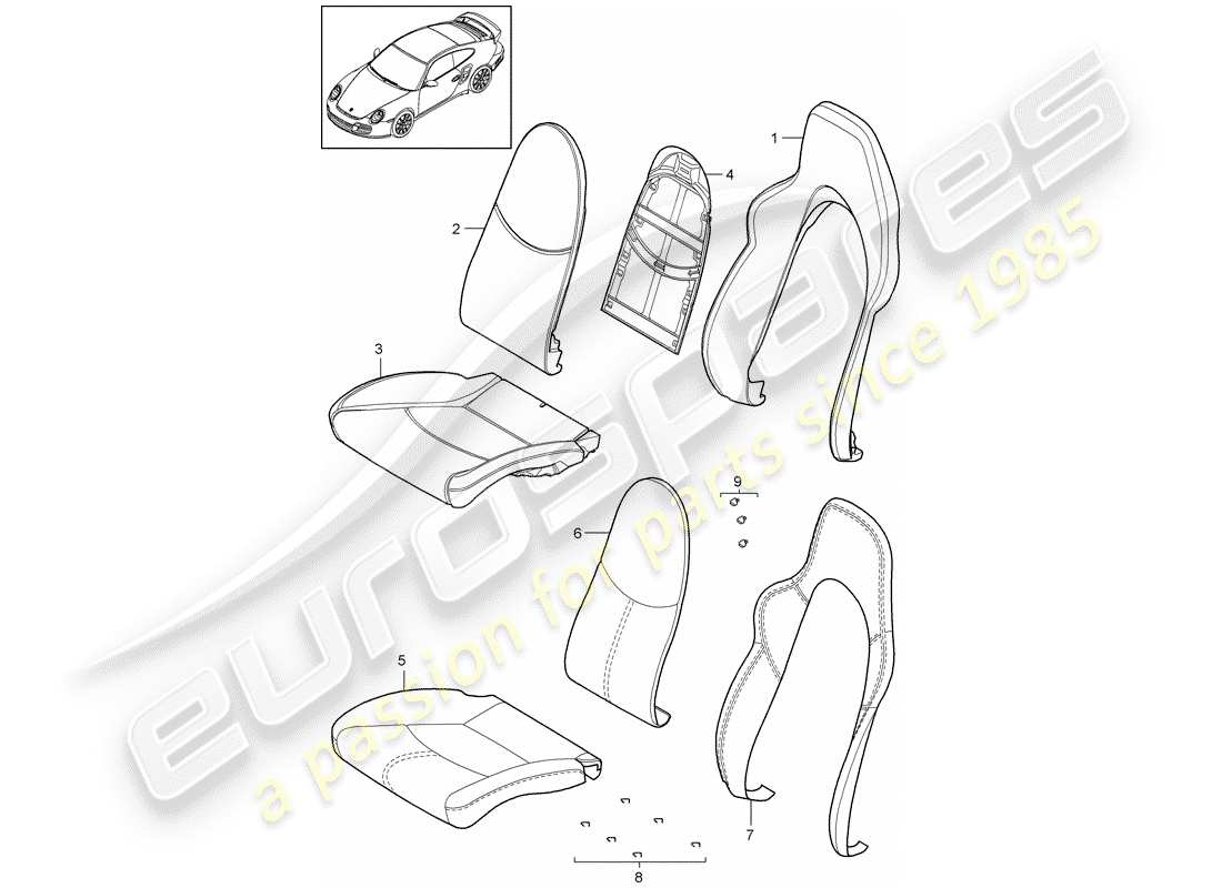 Porsche 911 T/GT2RS (2011) foam part Part Diagram