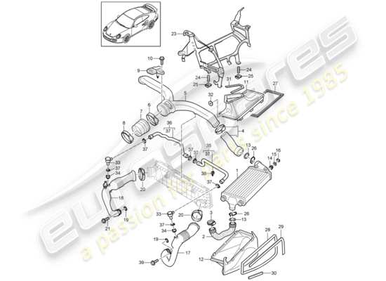 a part diagram from the Porsche 911 T/GT2RS parts catalogue