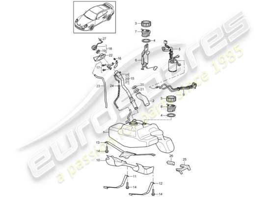 a part diagram from the Porsche 911 T/GT2RS parts catalogue