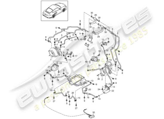 a part diagram from the Porsche 911 T/GT2RS parts catalogue