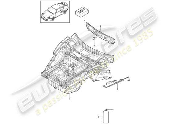 a part diagram from the Porsche 911 T/GT2RS parts catalogue