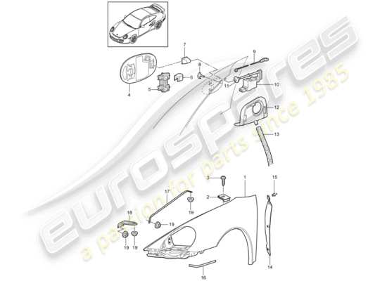 a part diagram from the Porsche 911 T/GT2RS parts catalogue