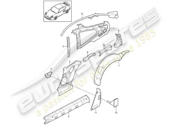 a part diagram from the Porsche 911 T/GT2RS parts catalogue