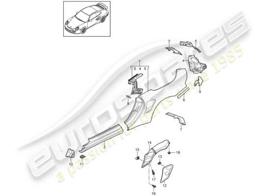 a part diagram from the Porsche 911 T/GT2RS parts catalogue