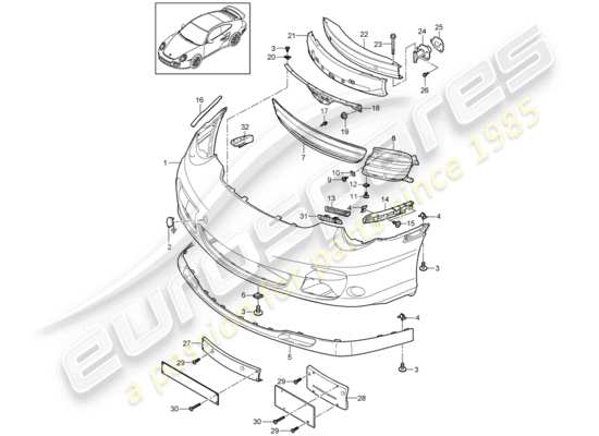 a part diagram from the Porsche 911 T/GT2RS (2011) parts catalogue