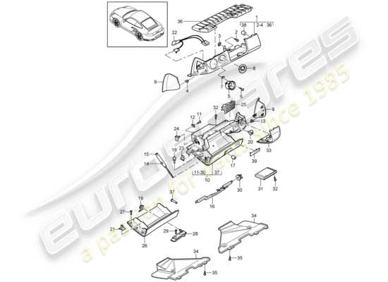 a part diagram from the Porsche 911 T/GT2RS parts catalogue