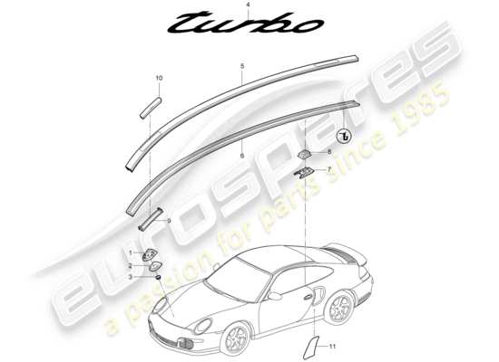 a part diagram from the Porsche 911 T/GT2RS parts catalogue