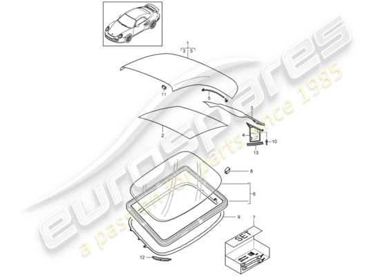 a part diagram from the Porsche 911 T/GT2RS (2011) parts catalogue